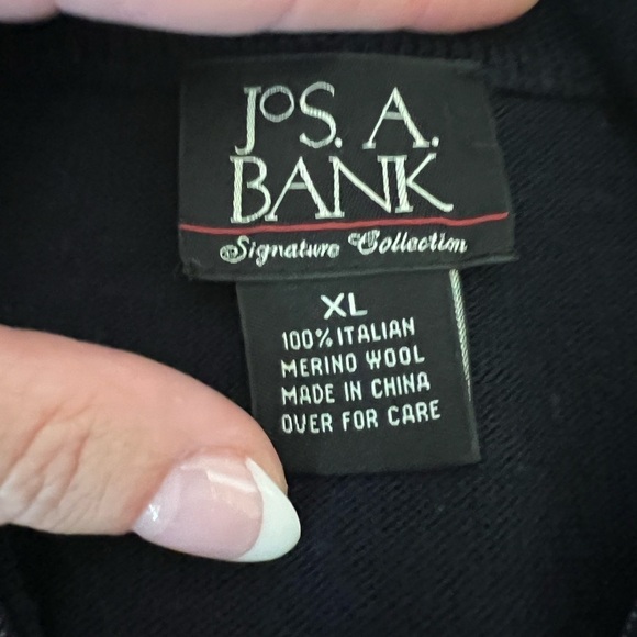 NWOT Jos. A. Bank Navy Quarter Zip 100% Italian Merino Wool Sz XL - Picture 5 of 6